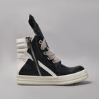 PENDRA Black Geobasket Black Leather High-Top Zip Jumbo-Lace Edition 2 Ankle Boots