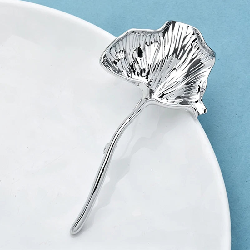 PENDRA Ginkgo Stainless Steel 2-Color Leaf Brooch