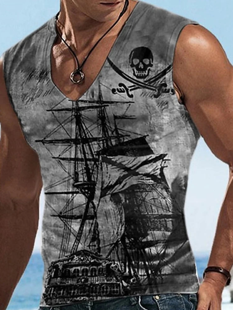 PENDRA Tank Running V-neck Print Tank Top