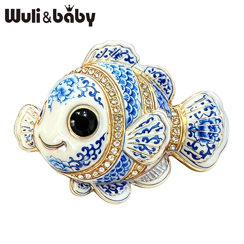 PENDRA Brightfin Rhinestone Fish Brooch