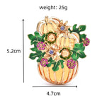 PENDRA Pumpkinbouquet Enamel Pumpkin Flower Basket Brooch