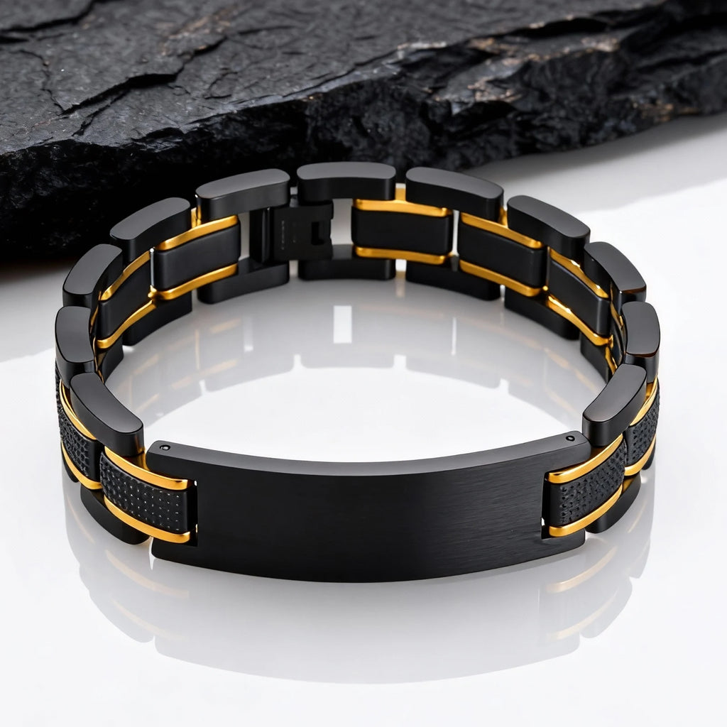 Customized Watch Band Bracelet for Men,Personalized Stainless Steel Chunky Bracelet,Luxury DAD Husband Boyfriend Gift