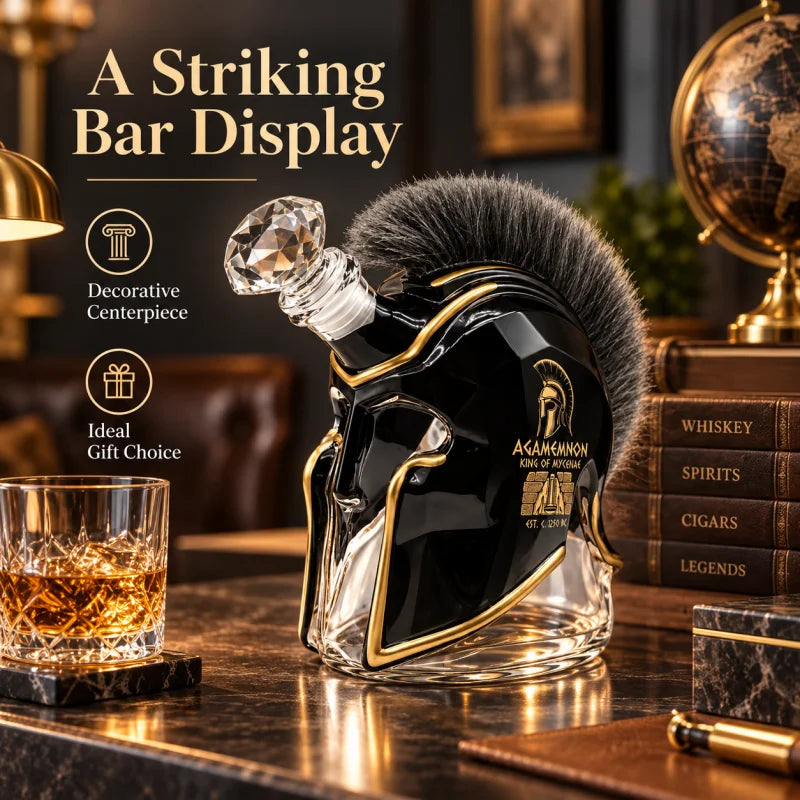 Ancient Greek Warrior Helmet Whiskey Decanter Crystal Liquor Bottle Home Bar Ornament Gift for Whiskey Lovers