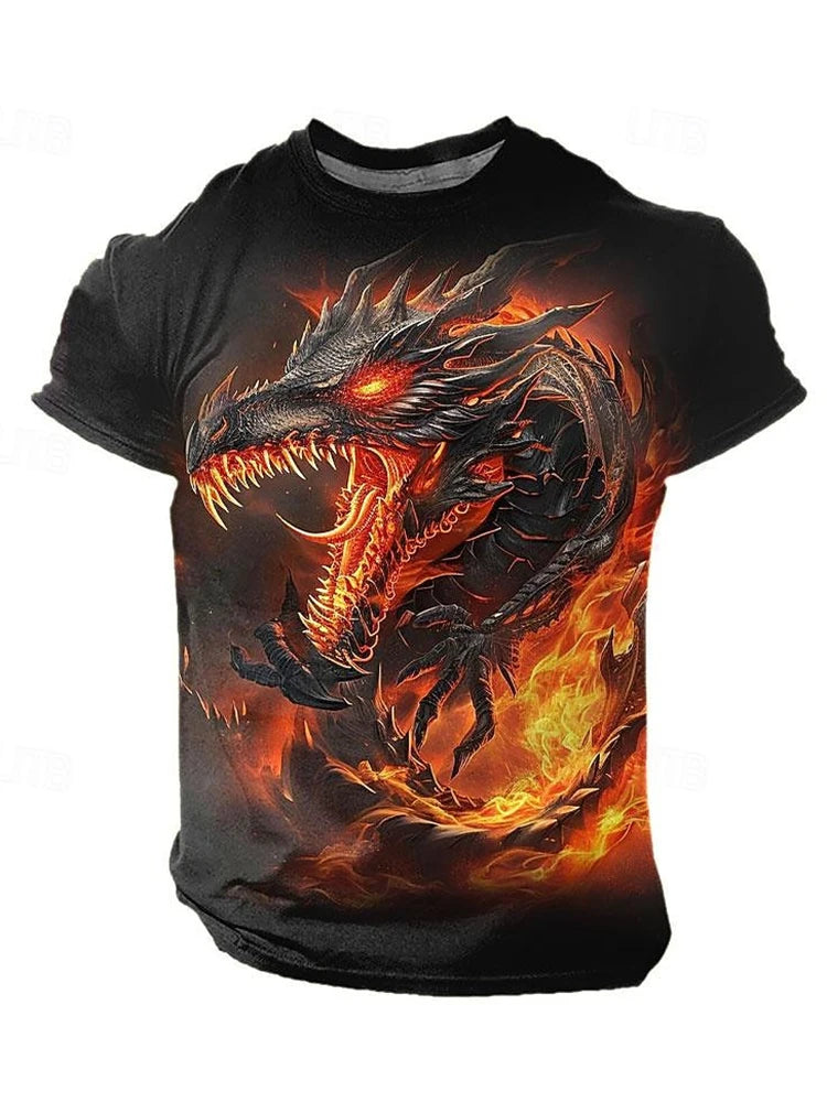 PENDRA Urban Short-Sleeve Dragon Print T-Shirt