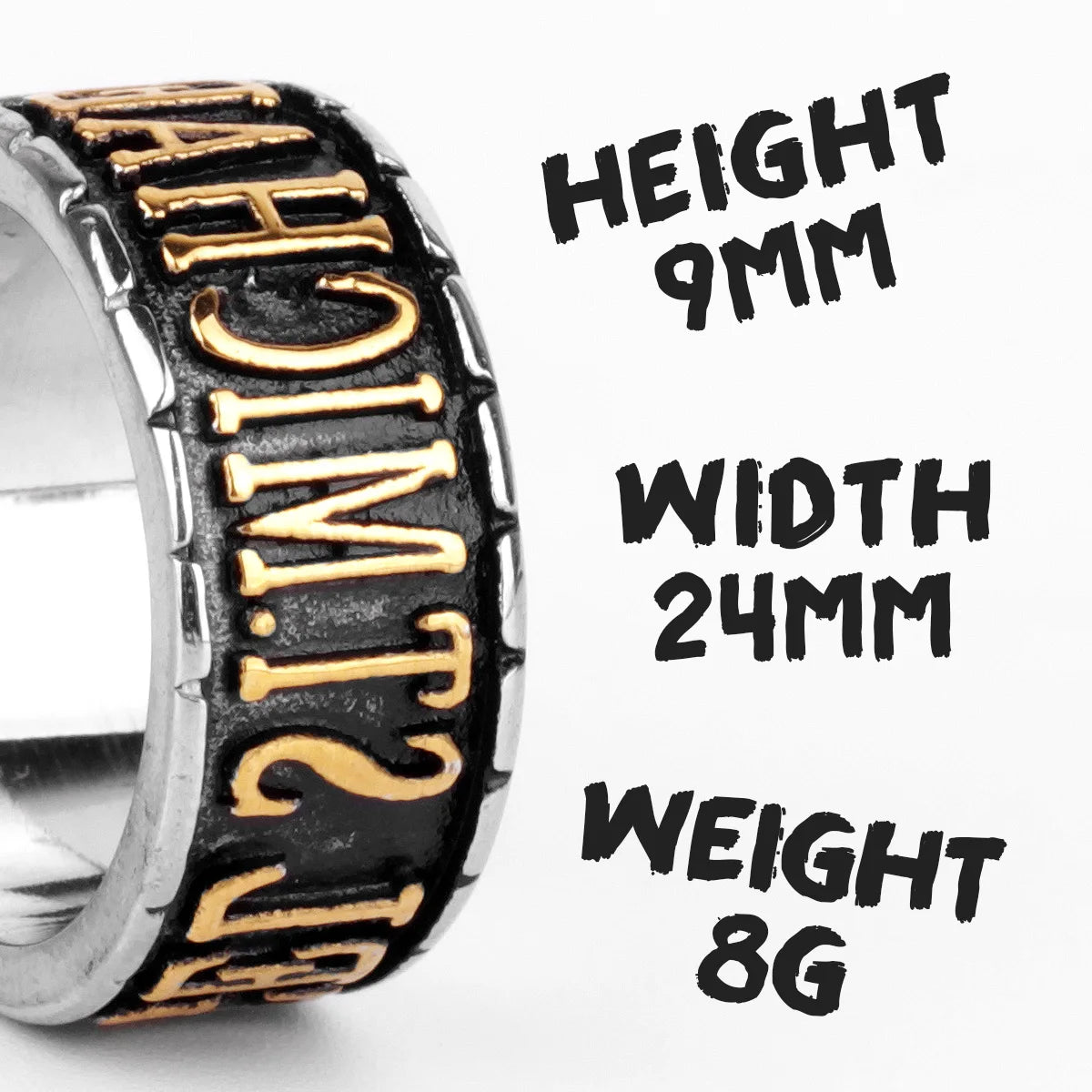 PENDRA St Michael Letter Steel Ring