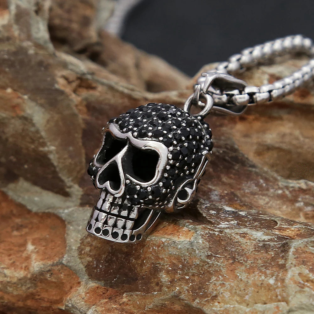 PENDRA Skullstone Gothic Black Stone Pendant
