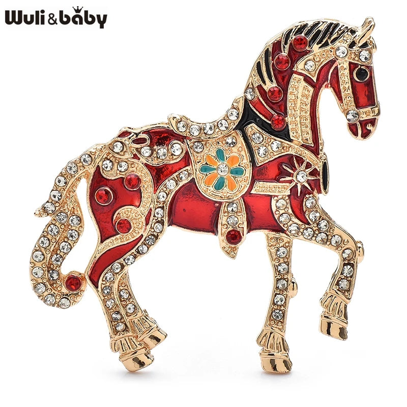 PENDRA Regal Enamel Horse Brooch