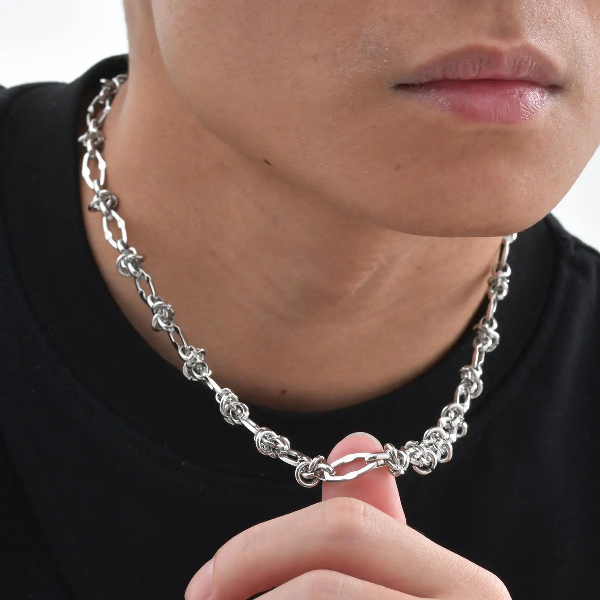 Hiphop Lips Necklaces for Men Boys,Never Fade Irregular Knot Splicing Collars,Cool Rock Punk Jewelry Gifts