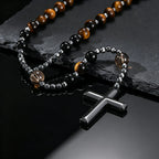 PENDRA Cross Tiger Rosary Necklace