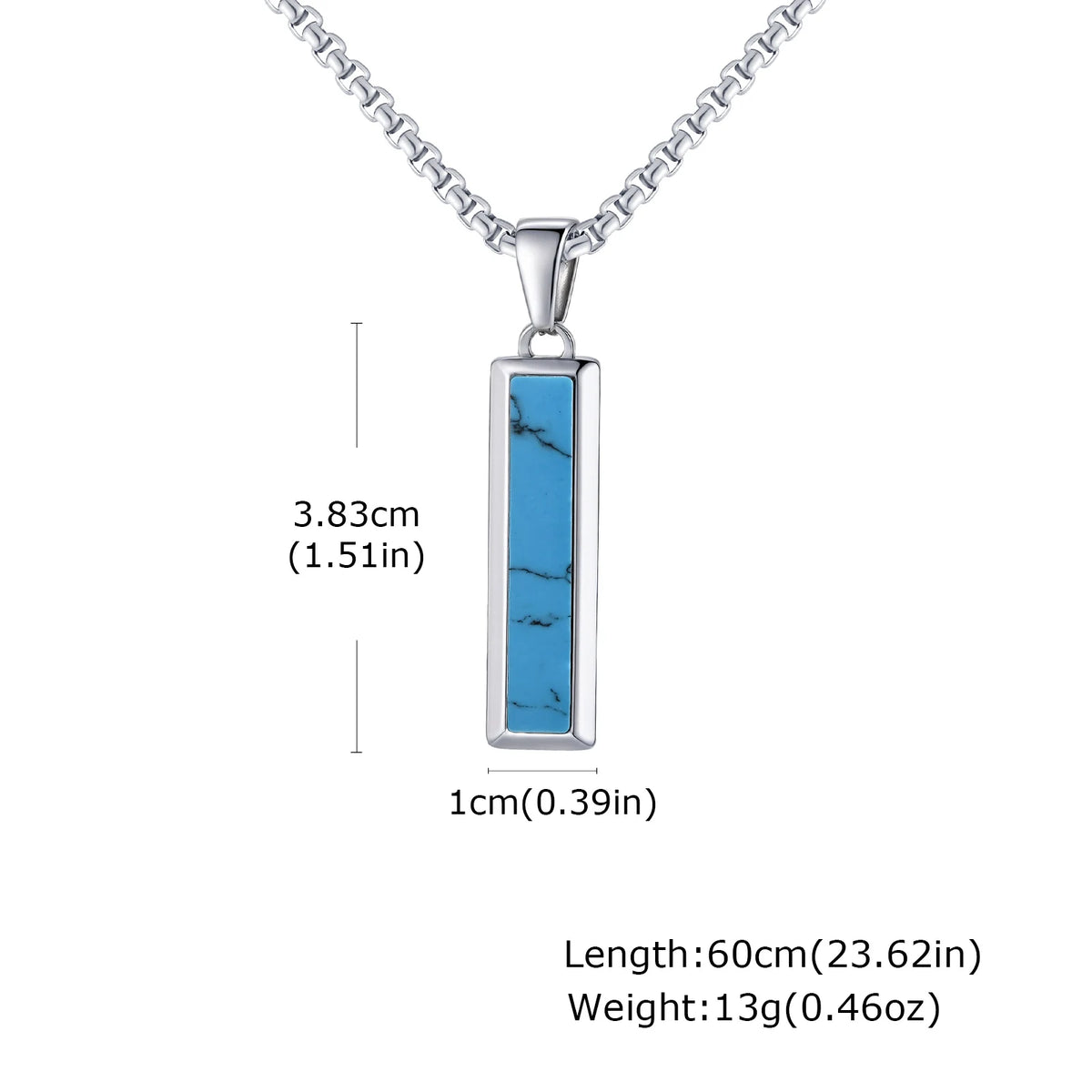 Punk Geometric Necklace for Men Boys,Stainless Steel Natural Turquoise Vertical Pendant,Birthday Partry Anniversary Father Gift