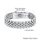 15MM Chunky Watch Band Bracelets for Men,19CM Magnetic Stainless Steel Links Wristband,Stylish Jewelry Gifts for Dad Husband Son