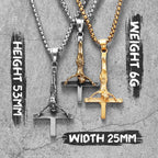 PENDRA Handstand Jesus Cross Steel Necklace