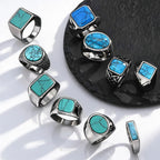 PENDRA Turquoise Dad Steel Ring