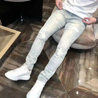 PENDRA Heavy Industry Holes Versatile Slim Distressed Ripped Denim Pants