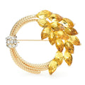 PENDRA Harvest Crystal Circle Wheat Brooch