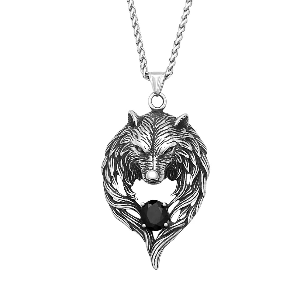 PENDRA Wolfrune Nordic Viking Wolf Pendant Necklace