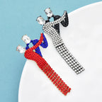 PENDRA Elegant Crystal Tassel Dancing Couple Brooch