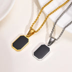 PENDRA Square Enamel Rectangle Pendant Necklace