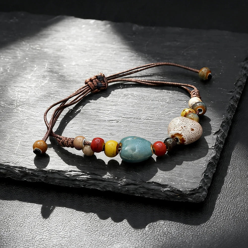 PENDRA Ceramica Light Blue Handmade Ceramic Beaded Bracelet