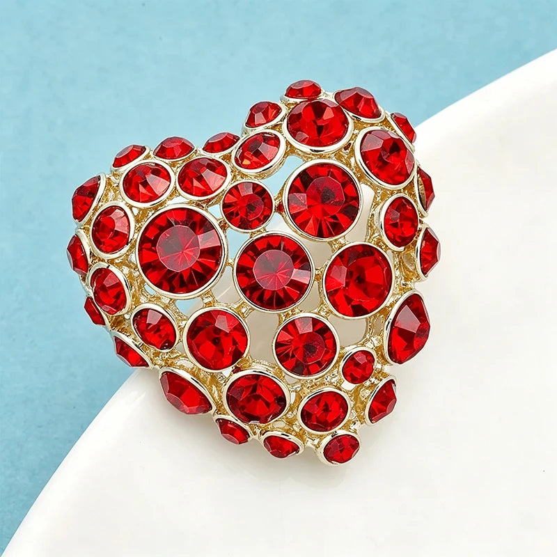 PENDRA Amoria Cute Rhinestone Heart Brooch