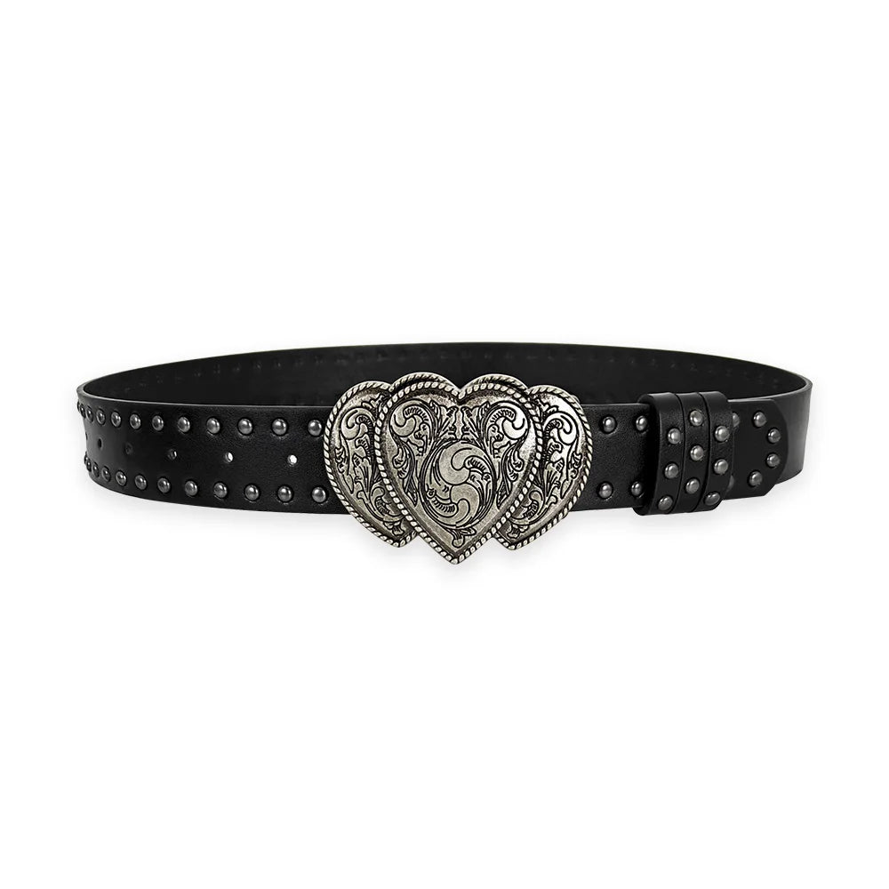 Rose oil dripping heart-shaped belt Rivet decoration Punk Plus Size Jeans Belt For men and women Gothic street Wide Waistband
