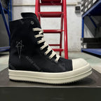 PENDRA Pentagram Edge Black Canvas High-Top Zip Thick-Sole Ankle Boots