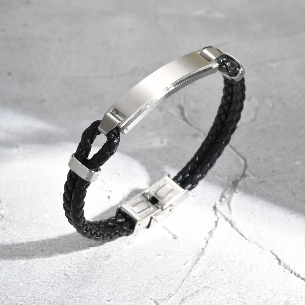 Stylsh Customized Bracelets for Men,Double Microfiber Round Leather Rope Wristband,Personalized Gentle Gifts to AHusband