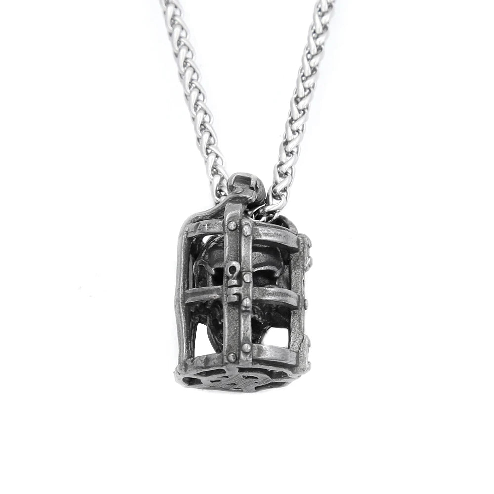 PENDRA Skullcage Gothic Cage Skull Pendant Necklace