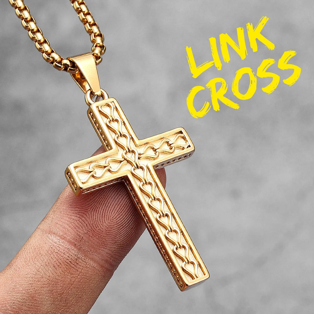 PENDRA Jesus Skull Cross Steel Necklace