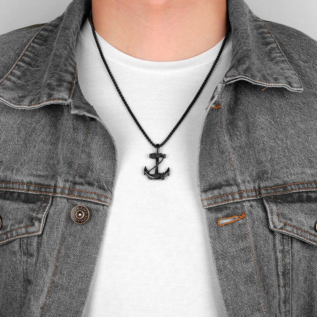 PENDRA Sea Anchor Sailor Steel Necklace