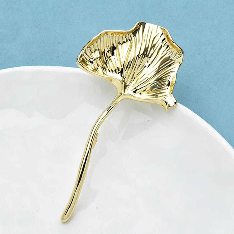 PENDRA Ginkgo Stainless Steel 2-Color Leaf Brooch