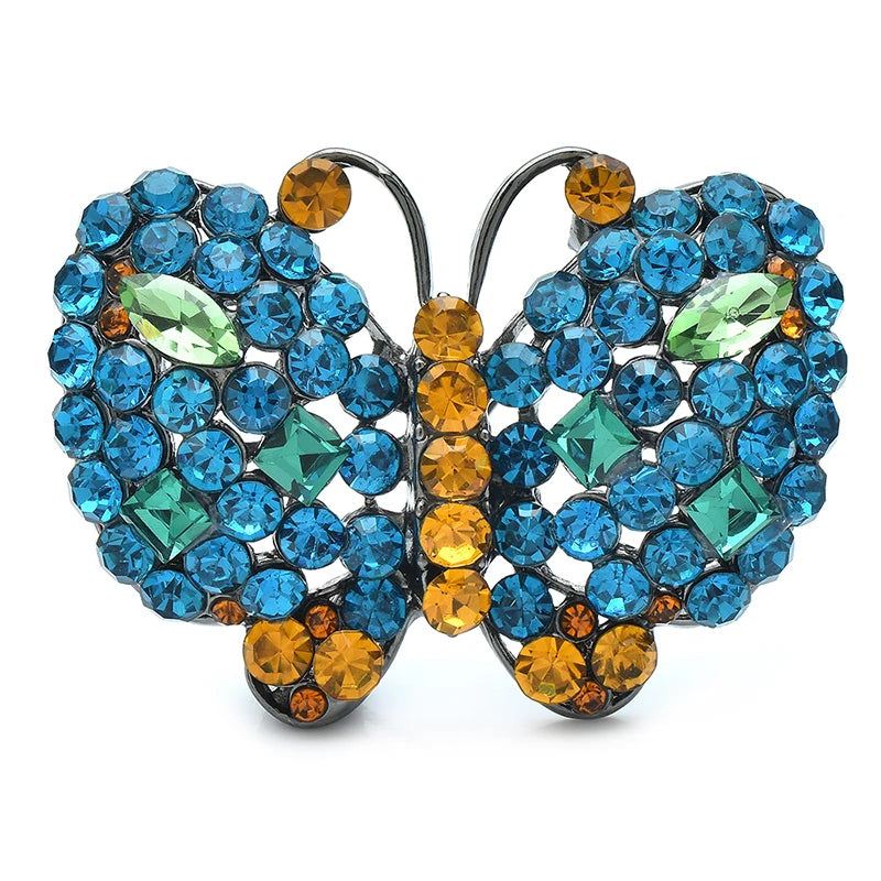 Wuli&baby Sparkling Butterfly Brooches For Women Unisex 2-color Lovely Rhinestone Insects Office Party Brooch Pins Gifts