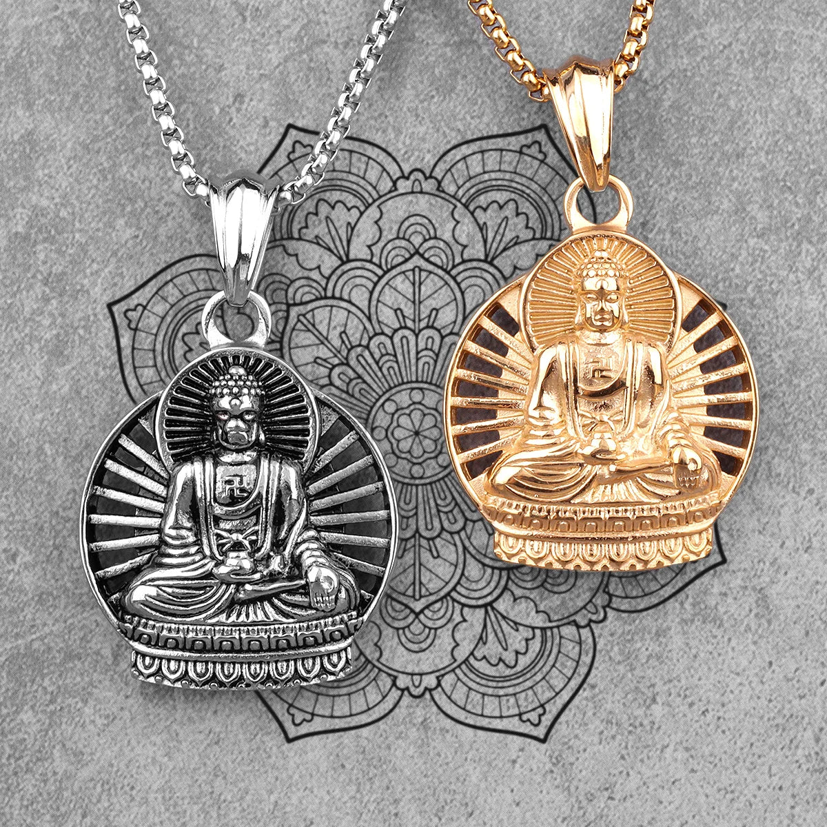 PENDRA Buddhism Buddha Sainless Gold Necklace