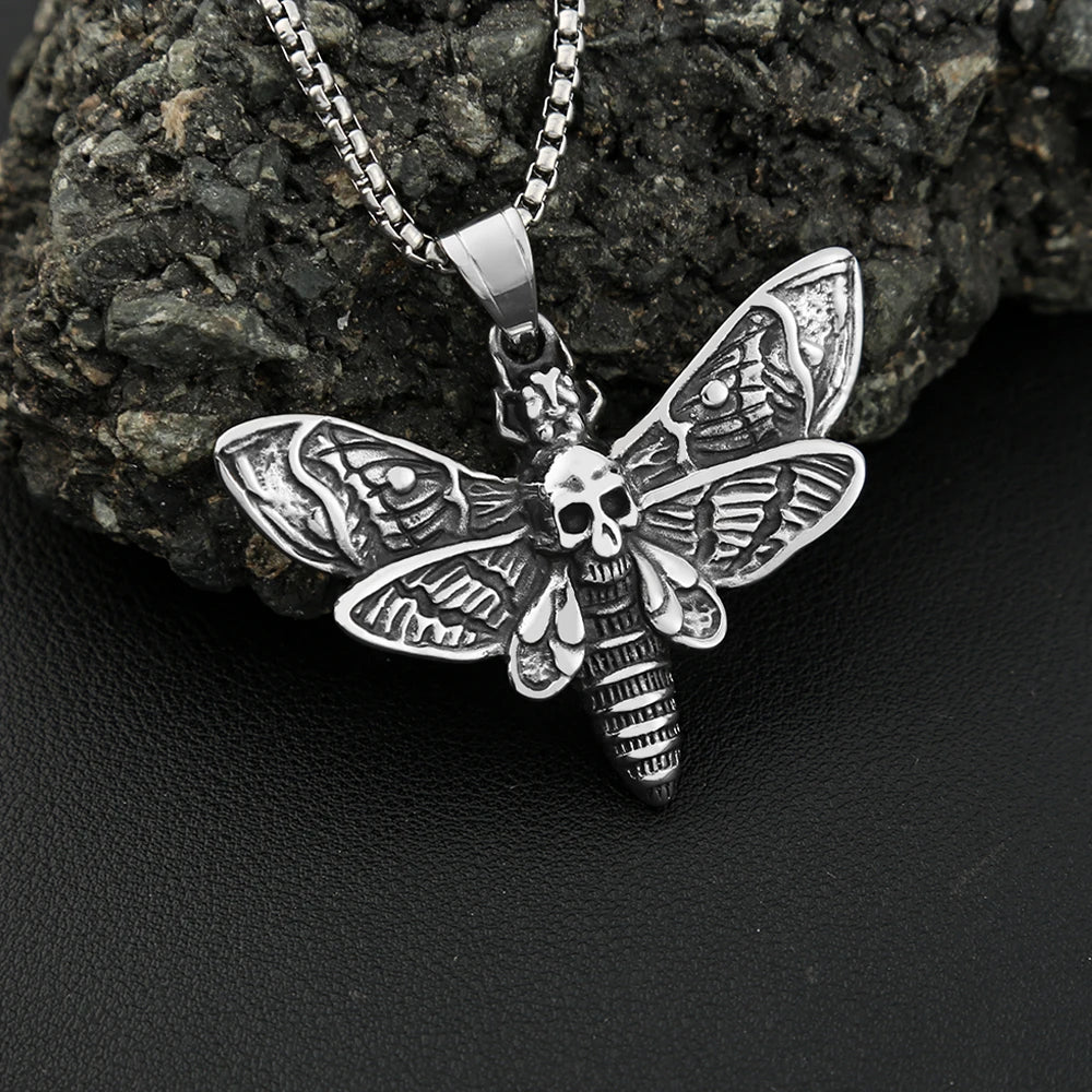 PENDRA Mothskull Stainless Steel Skull Moth Pendant