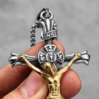 PENDRA INRI Jesus Cross Steel Necklace