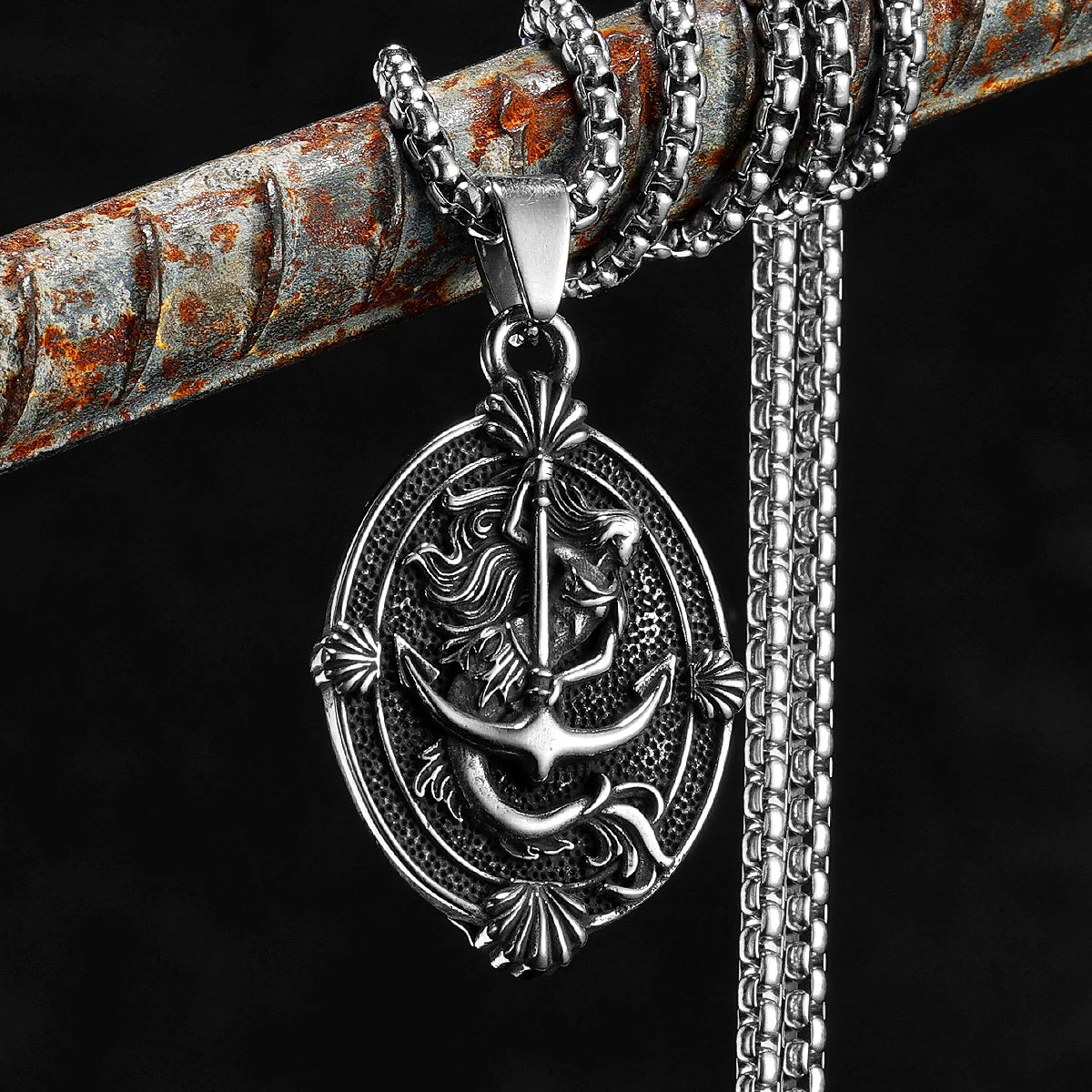 PENDRA Anchor Mermaid Steel Necklace