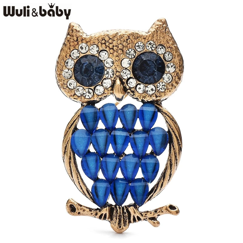Wuli&baby Lovely Vintage Owl Brooches For Women Men 2-color Beautiful Bird Animal Brooch Pins New Year Gifts