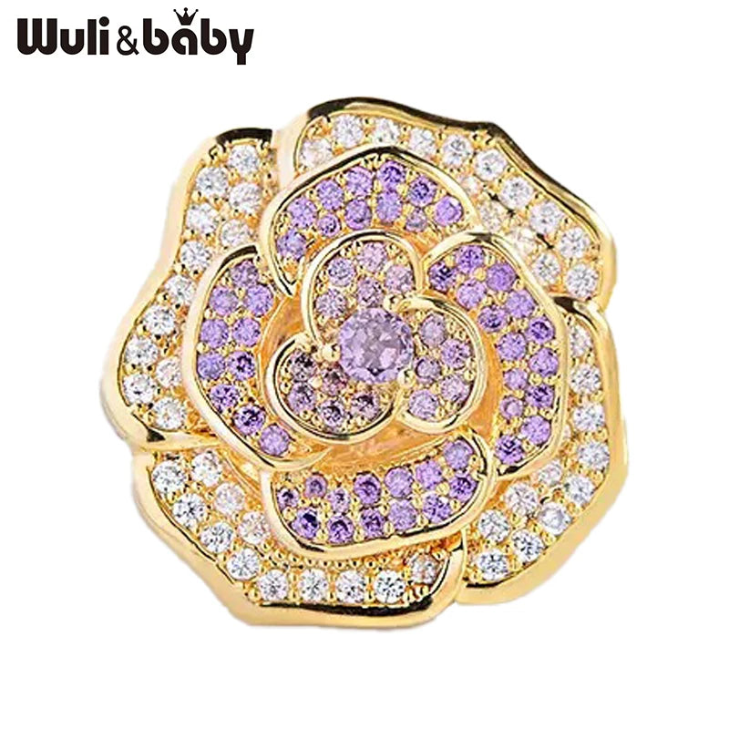 PENDRA Rosaspark Shining Rose Flower Brooch
