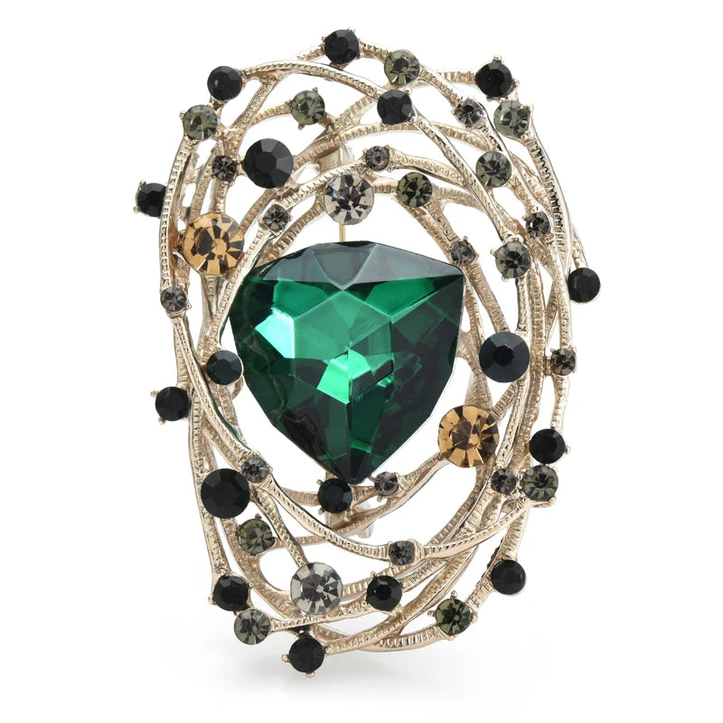 PENDRA Geometra Sparkling Crystal Geometric Brooch