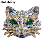 PENDRA Porcelain Cats Blue-and-White Rhinestone Brooch