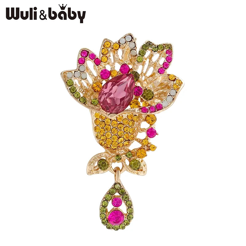 PENDRA Floraspark Rhinestone Flower Brooch
