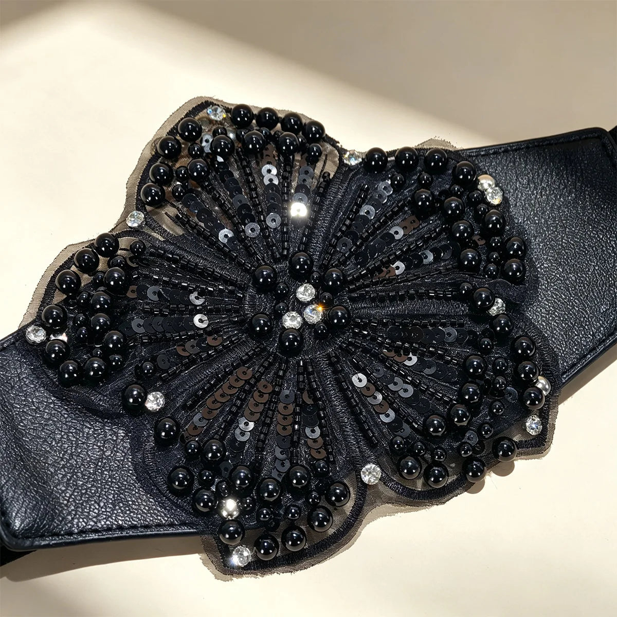 PENDRA Seraorae Rhinestone Pearl Wide Corset Belt