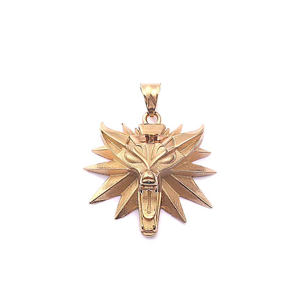 PENDRA Wolfcrest Stainless Steel Wolf Head Pendant