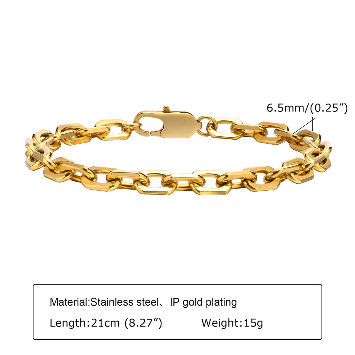 Classic Rolo Chain Bracelets for Men Boys,Vintage Waterproof Stainless Steel Chain Links Wristband,Casual Jewelry Gifts