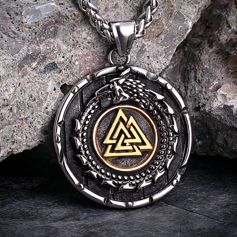 PENDRA Dragon Rune Steel Necklace