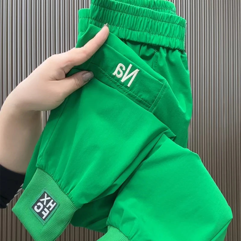 Fashion Summer Harem Pants Female 2025 New Letter Women's Sports Pants Quick Dry Tie Feet Elastic Waist Casual Trousers