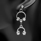 Hiphop Headset Musical Earrings Women Men Stainless Steel Silver Color Circle Dark Punk Male Y2K Drop Ear Rings Jewelry Gifts