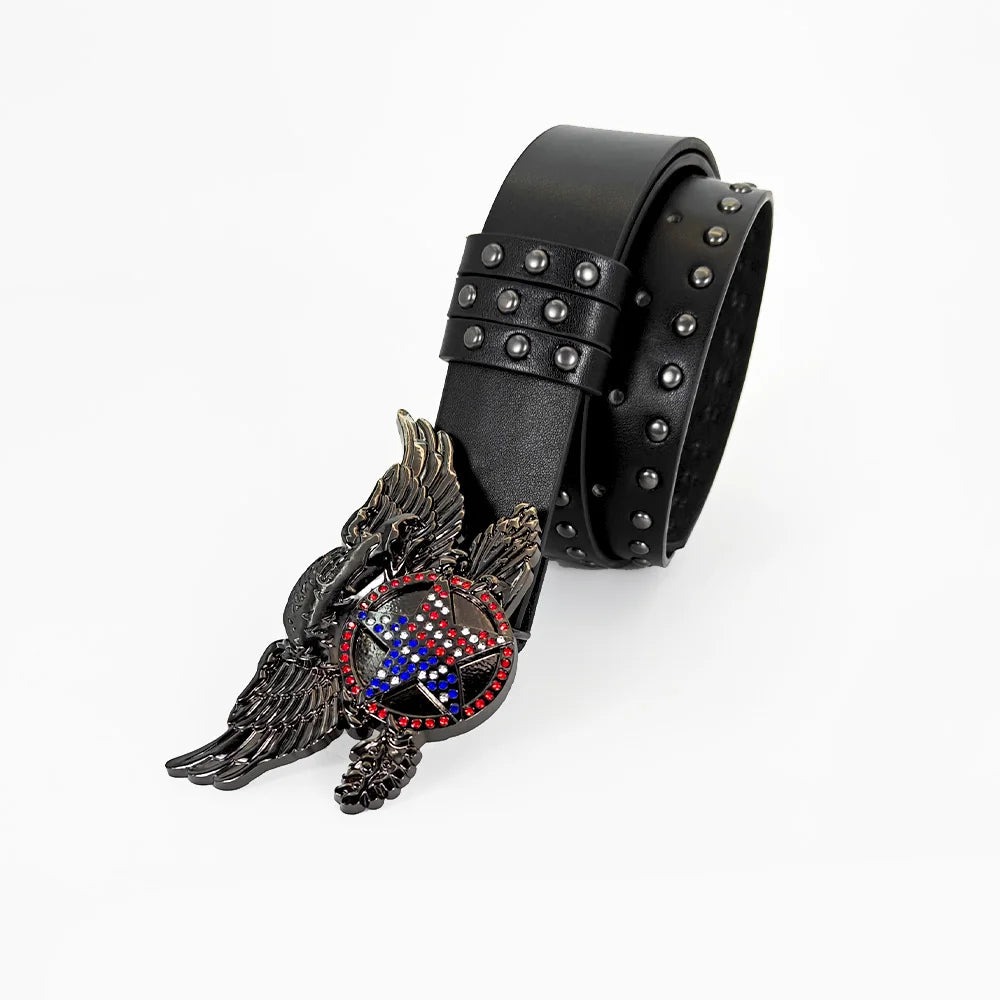Unisex Gothic Men's Belt Male Eagle Star Punk Belts For Women Plus Size Designer Luxury Rivet Jeans Belt Female Gift For Men