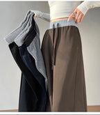 American style sports pants women in autumn and winter 2025 new style thick drawstring color blocking wide leg pants