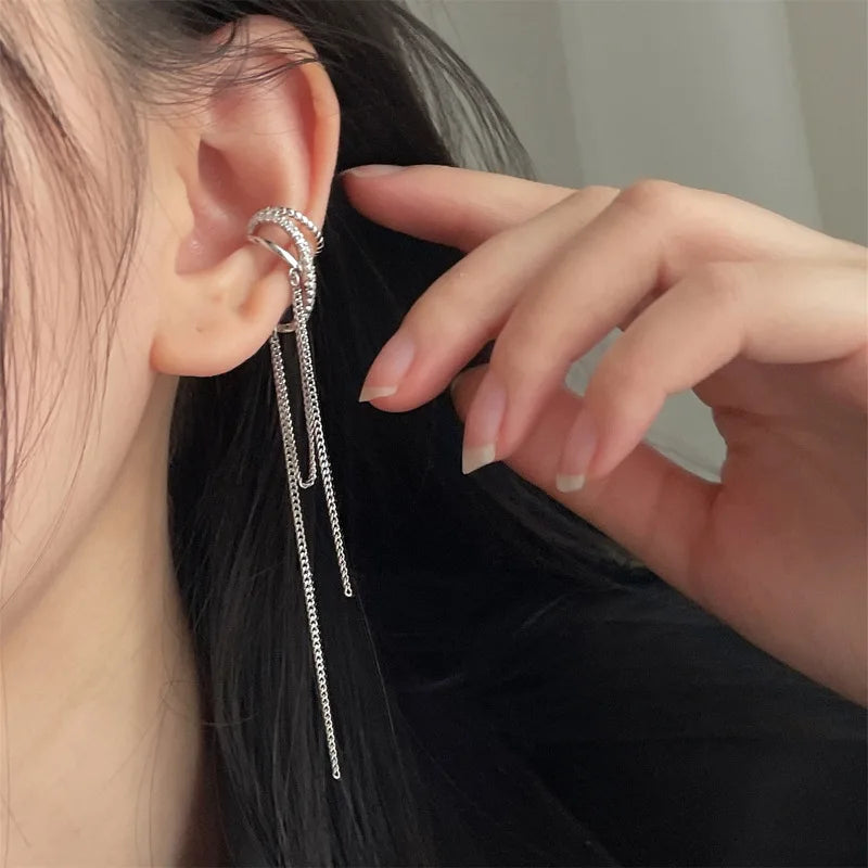 VENTFILLE Silver Gold Color Zircon Multi Layers Ear Clip Earring for Women Girl Party Gift Personality Jewelry Dropshipping